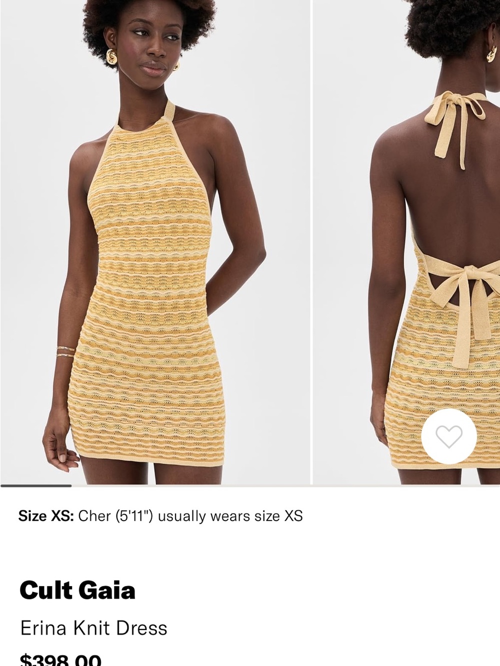 cult gaia Yellow Knit Halter Mini Dress